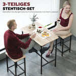 Bar Table Set, Dining with 2 Chairs, Non-Slip, Natural Wood