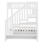 Wooden Bunk Bed 140x200cm with Hydraulic Storage & Stairs, White
