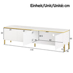 TV Cabinet and Coffee Table Set Modern Luxury High-Gloss Gold Edges Storage - Solid Color