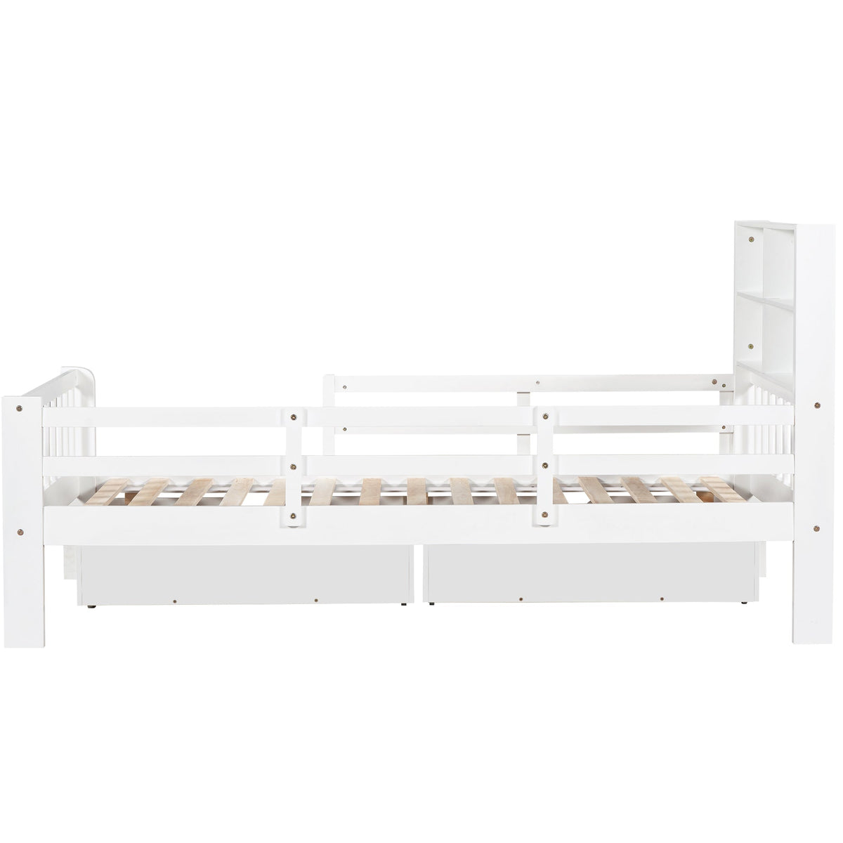 Multi-functional Children's Bed with Drawers and Chalkboard, 90x200cm, White