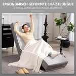 Relaxing Lounge Chair, Upholstered Chaise Longue, Steel Legs, Light Gray