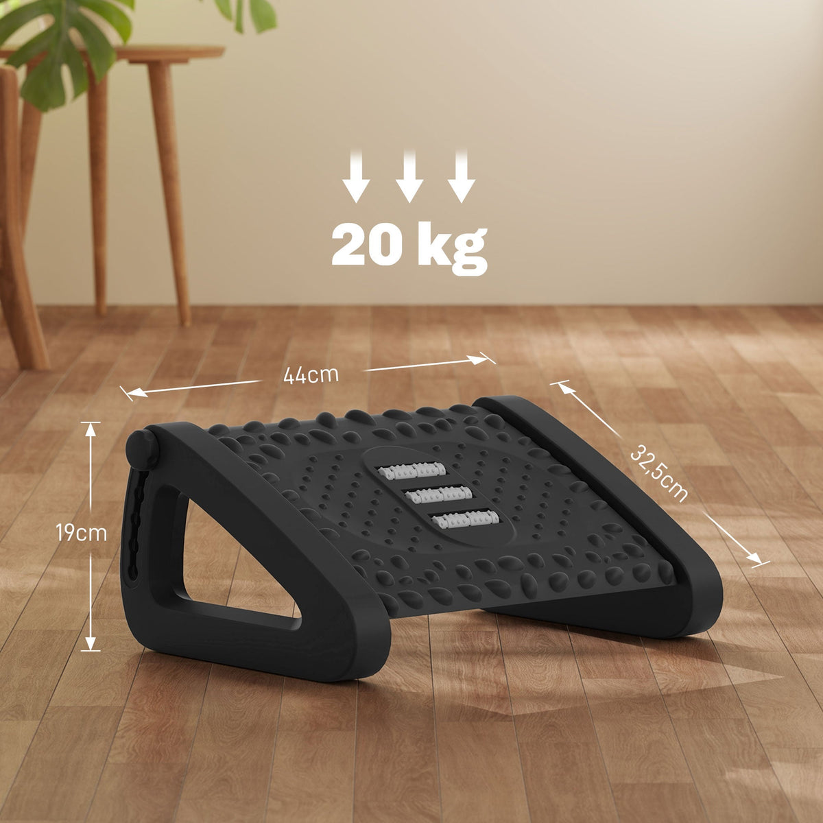 Footrest Desk 6 Levels Adjustable Massage Surface, Black