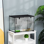 Terrarium, Glass Feeding Box for Reptiles, Metal
