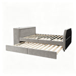 Children's Bed 140x200 with Desk & Guest Bed in Grey Velvet