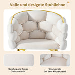 Dining Set 140x80cm Table 6 Chairs Marble Pattern - Gold Legs