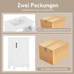 Floor-standing Bathroom Vanity Unit with Integrated Ceramic Sink and Adjustable Shelves, White