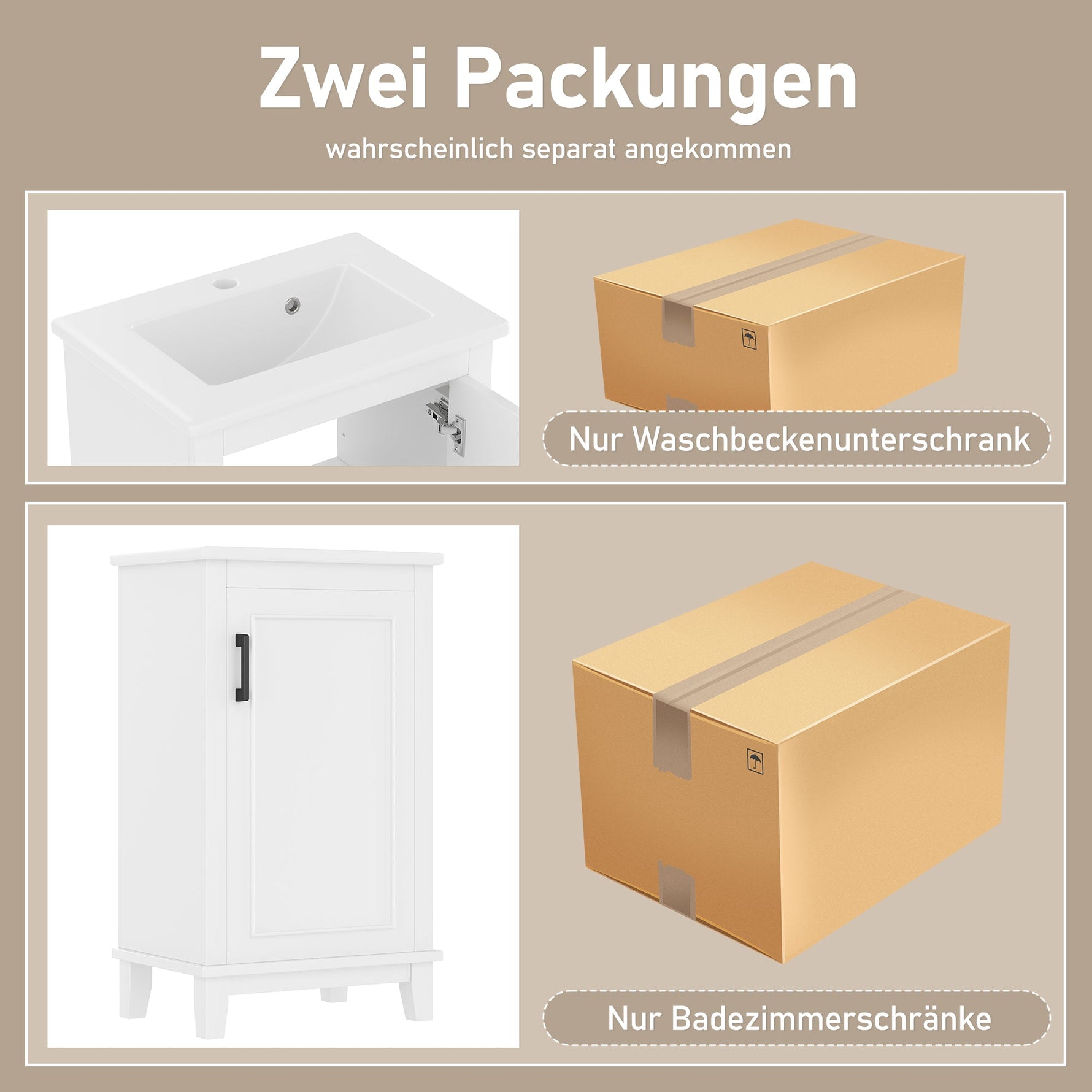 Floor-standing Bathroom Vanity Unit with Integrated Ceramic Sink and Adjustable Shelves, White