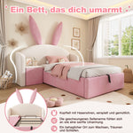 Upholstered Bed 140x200cm with Slatted Frame & Headboard, Dark Green Velvet