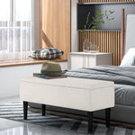Storage Bench, Upholstered with Hinged Lid, 95x38x45cm, Velvet Look