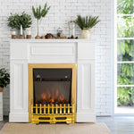 Electric Fireplace, Freestanding Flame Effect 1000/2000W, Gold