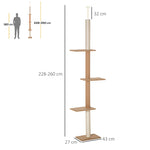 Cat Tree, Height Adjustable Climbing Play Tree, Khaki