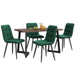 5-Piece Dining Set, Modern Kitchen Table & 4 Chairs, Walnut MDF & Dark Green Velvet