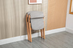 Folding Dining Chairs Set of 2 Padded Stackable Wooden Removable Cover Grey