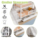 Children's Bunk Bed Multifunctional Slide Stairs 2 Drawers Solid Wood, White 90x200