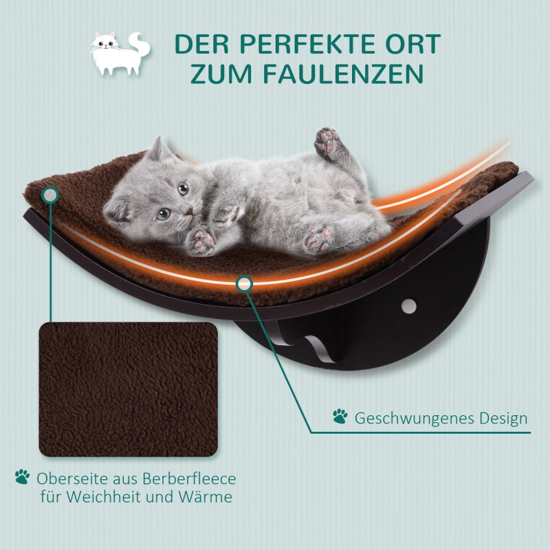 Cat Lounger Wall Mounted Plush Pad Brown