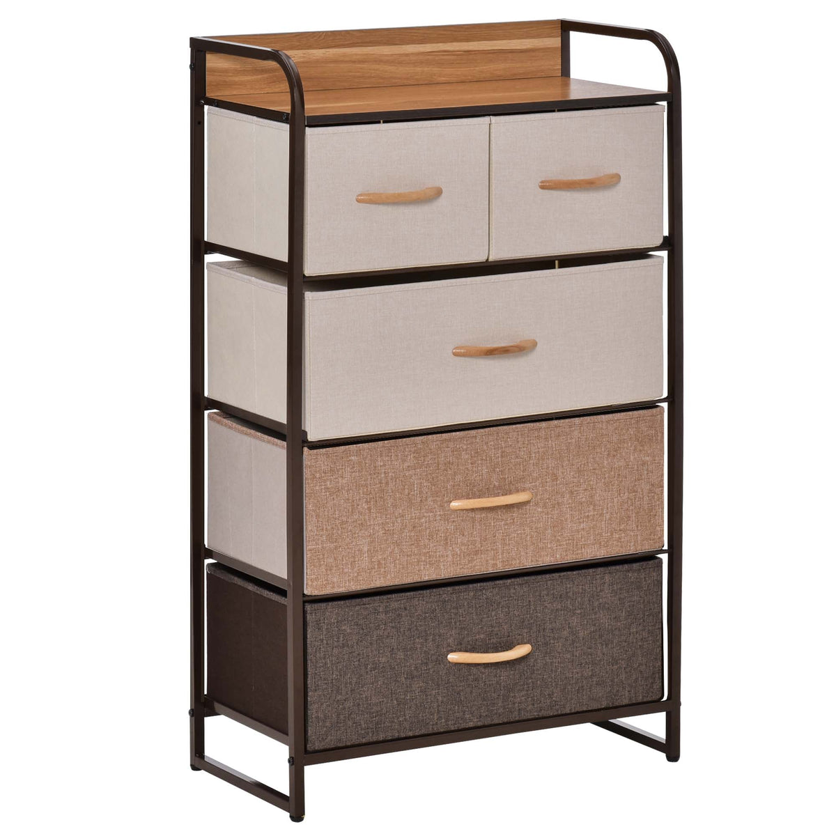 Chest of Drawers Sideboard 5 Foldable Fabric Drawers Brown