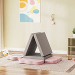 12-Piece Foam Block Set for Climbing Building and Crawling, Corduroy, Grey and Pink