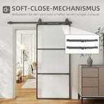Sliding Door, Frosted Glass Soft-Close Track System, Steel Black