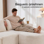 Double Sofa with 3 Pillows and 2 Cup Holders, 265cm Wide Fully Compressed, Feather and Plastic