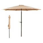 Garden Parasol 300x245cm Double Crank 8-Ribs Waterproof Fabric Khaki