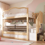 Children's Bunk Bed 90x200 with Storage & Stairs, White & Oak