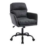 Office Chair with Height Adjustable Black Base, Black PU Faux Leather