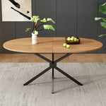 Dining Table Oval 120x80cm 4-6 Seater Metal Legs - Natural
