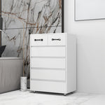 Side Table Six Drawer, White