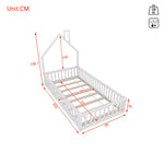 House Bed 90x200cm Chimney Shape with Slatted Base Pine Wood, White