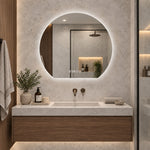 LED Bathroom Mirror 80 cm, Dimmable Anti-Fog Clock, Silver Glass