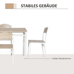 Dining Set 5-Piece Table & 4 Chairs Wood Grain MDF/Metal Grey/White