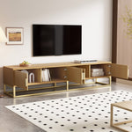 TV Cabinet 180cm 4 Doors Semi-circular Handles Wood Grain Finish