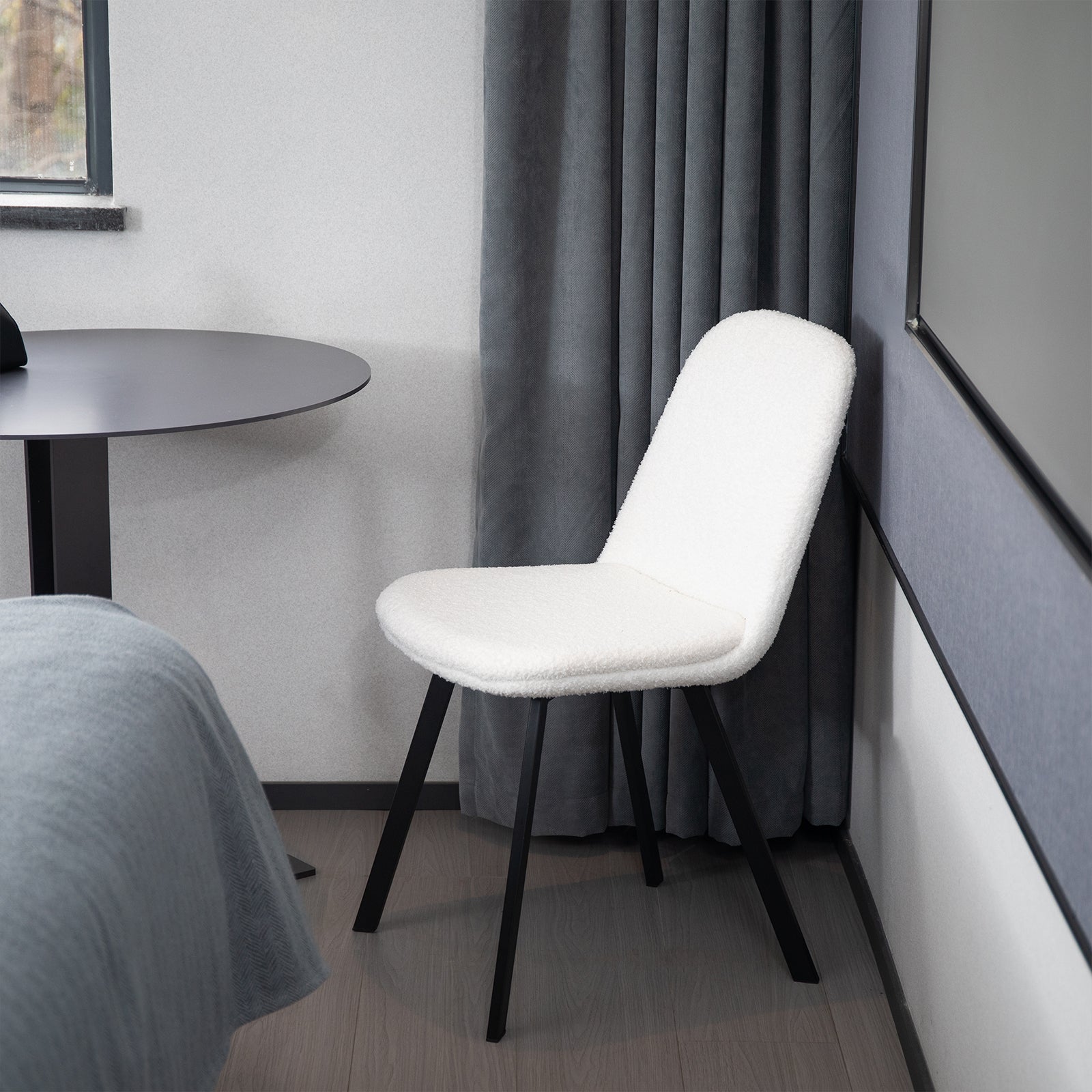 Dining Chair Set of 2 Soft Padded Metal Frame - Teddy Fleece