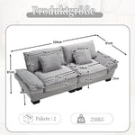 Double Sofa, Modern Feather Bed Simple Spacious, Light Grey