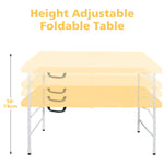 Portable Heavy Duty Folding Table, Adjustable Height, Multi-Functional, Light Yellow