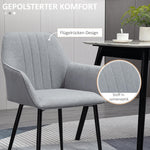 Dining Chairs, Set of 2, Upholstered, Light Grey Linen