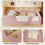 Upholstered Bed 140x190cm with Safety Rails, Pink Velvet