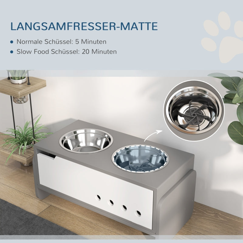 Elevated Dog Feeding Station, 2x2000ml Bowls, Grey