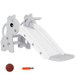 AIYAPLAY 3-in-1 Giraffe Slide with Basketball Hoop and Ball, grey