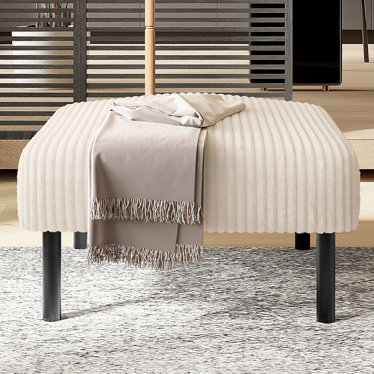 Premium Corduroy Stool - Metal Frame, Velour Cover - Corduroy
