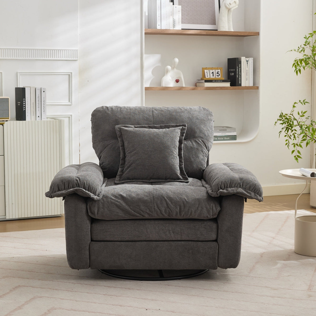 2-Piece Sofa Set with Single Sofa and Loveseat, Double-Layered Cushions and Pillows, Chenille