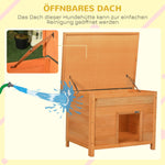 Outdoor Dog Kennel, Hinged Asphalt Roof, Raised Floor, Wooden, Yellow