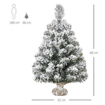 Mini Artificial Christmas Tree 60cm, 67 Tips with Snow, Cement Base