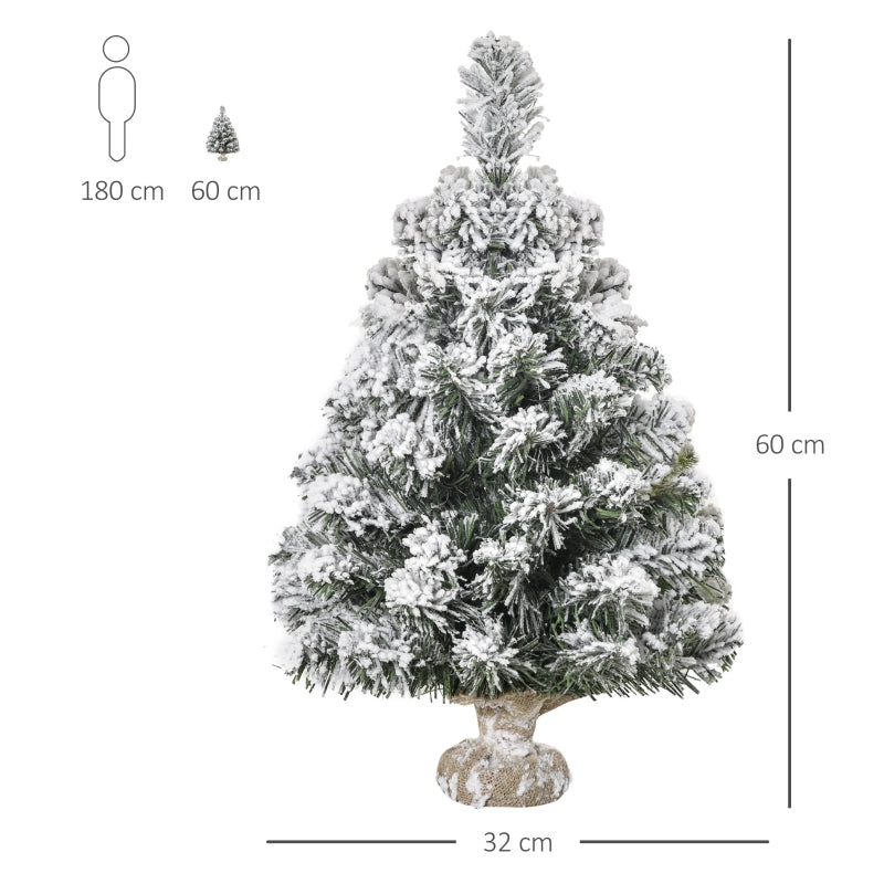 Mini Artificial Christmas Tree 60cm, 67 Tips with Snow, Cement Base