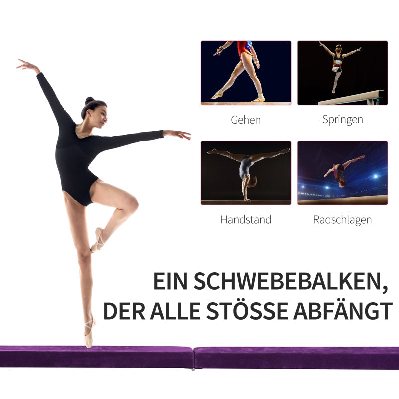 Foldable Balance Beam, Non-Slip, Suede, Purple