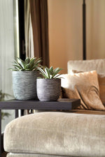 Indoor Nature Rib Egg Planter (Black) - 18cm Dia