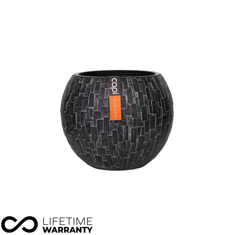 Indoor Nature Stone Ball Planter (Charcoal) - 17cm Dia