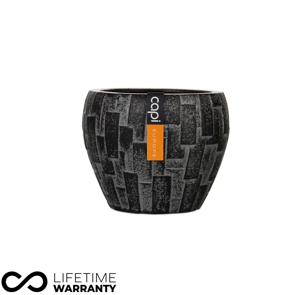 Indoor Nature Tapered Stone Planter (Charcoal) - 15cm Dia