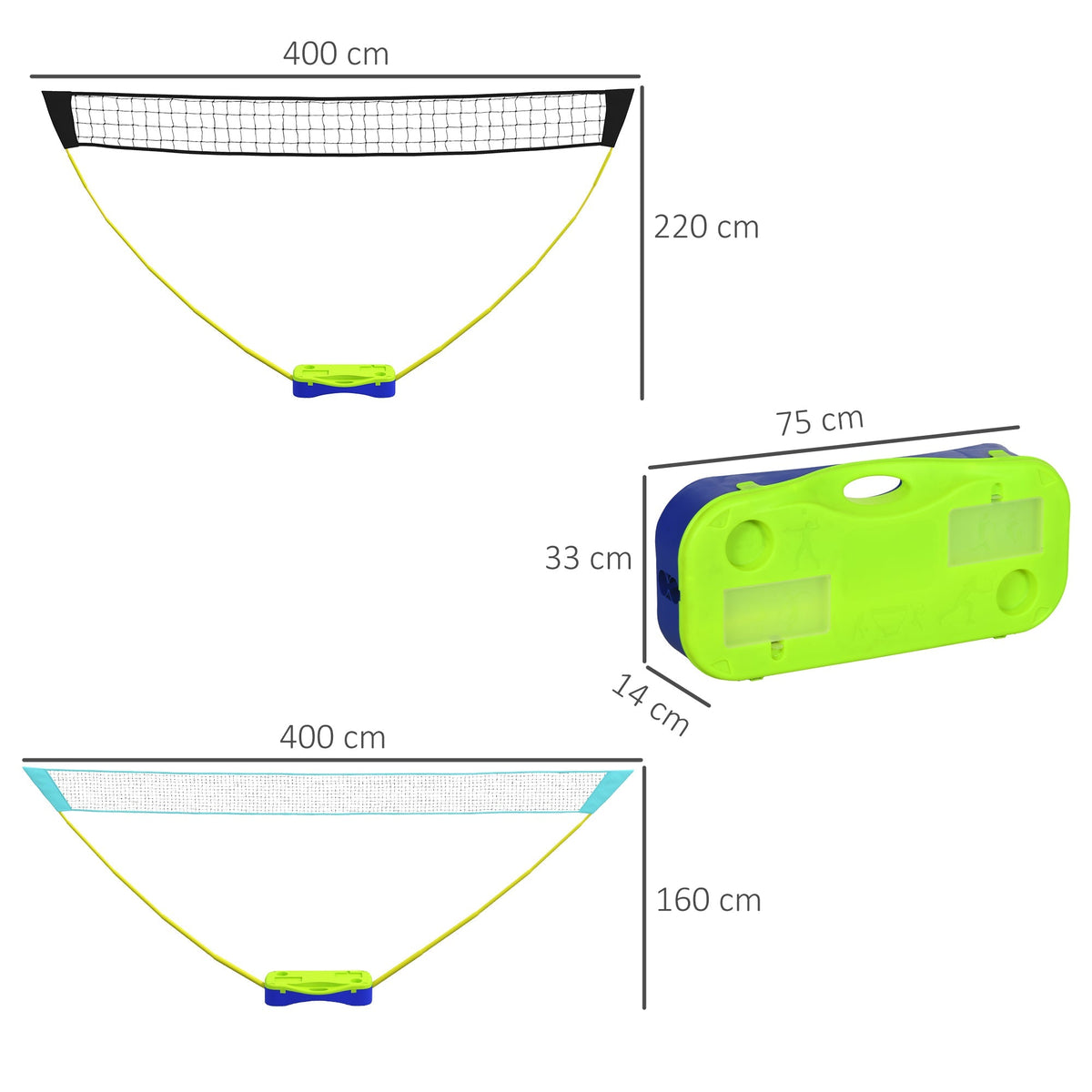 Badminton Set 2-in-1 Adjustable Net with Carrying Bag, Plastic