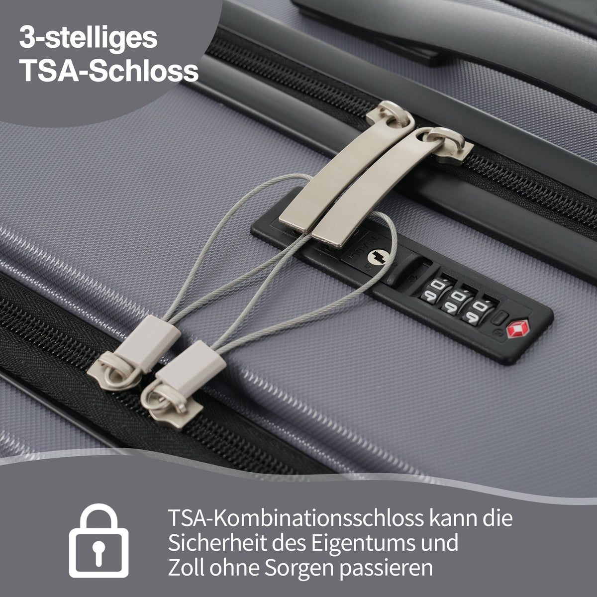 Three-piece Luggage Set - Front-opening, Cup Holders, TSA Lock, 360° Wheels, ABS Material